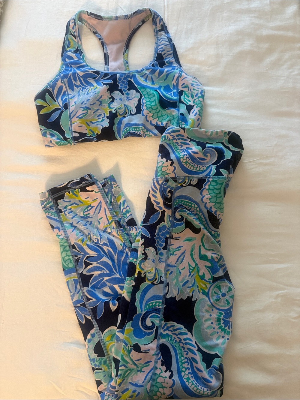 Lilly Pulitzer Girls Paisley Racerback One-Piece in Blue, Teal, Navy
